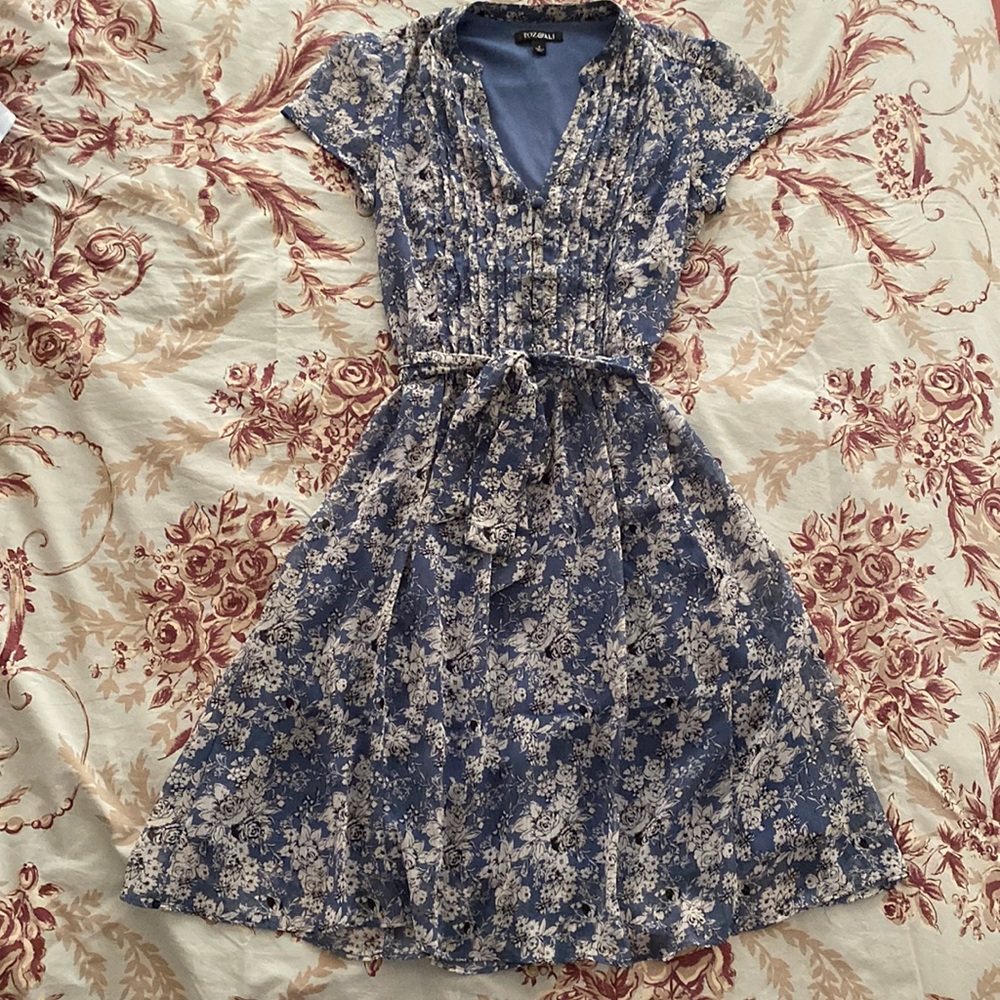 Floral Waist Tie Midi Dress